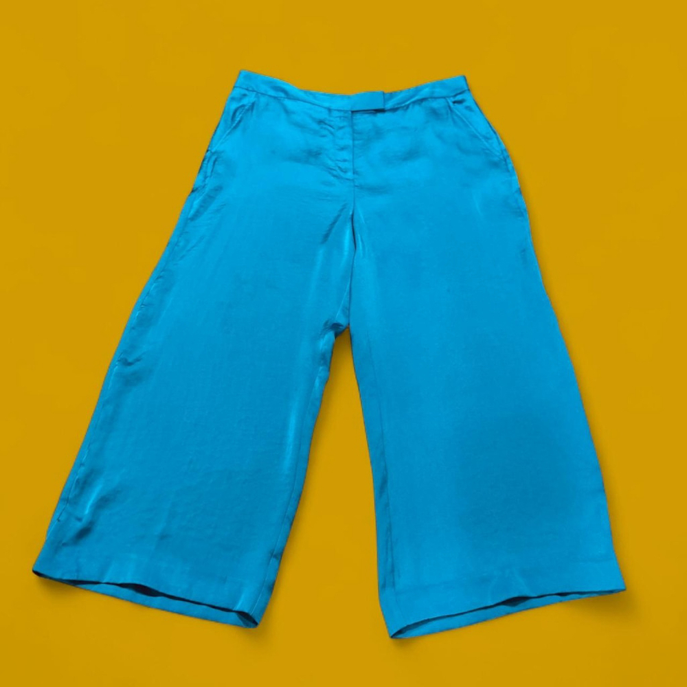 Indie Artist Preppy Blue Satin Dress Trouser Pants DKNY 10